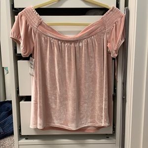 NWT Pink Velvet Off the Shoulder Top